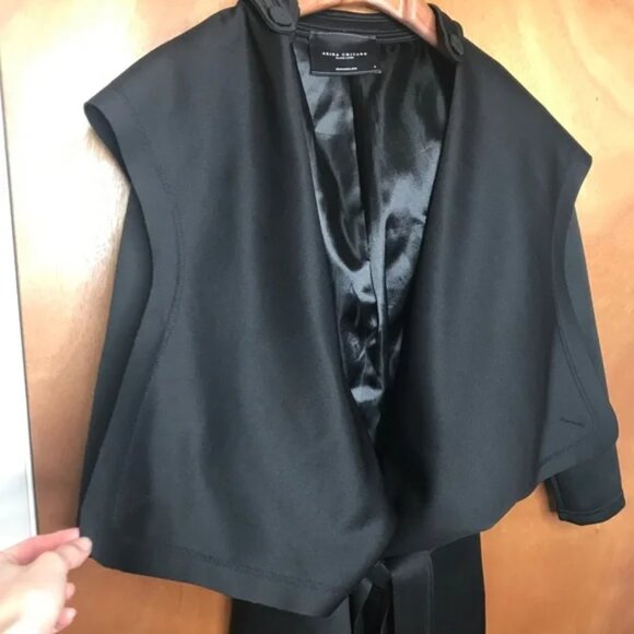 Akira Black Jacket with Hood Size Small Wrap Trench Coat Cape Gothic Steampunk S - Picture 4 of 10